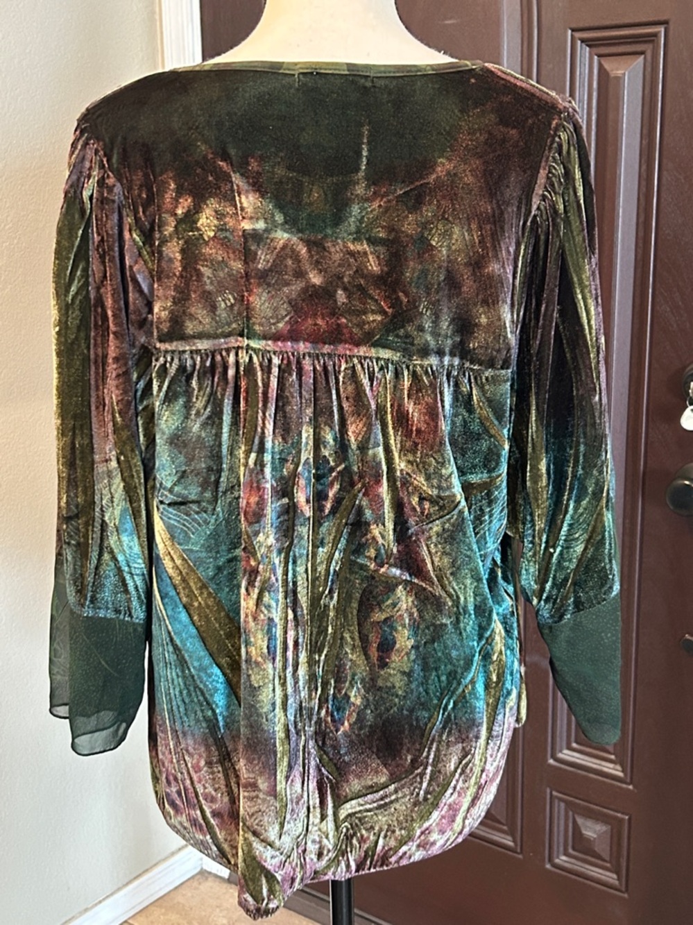 Roz & Ali Velvet Witchy Boho Top Size 1X - Picture 2 of 6
